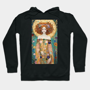 Gustav Klimt's Gilded Muse: Inspired Woman in Radiant Splendor Hoodie